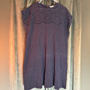 Boden Cutwork Eyelet Embroidered Cotton T-shirt Dress